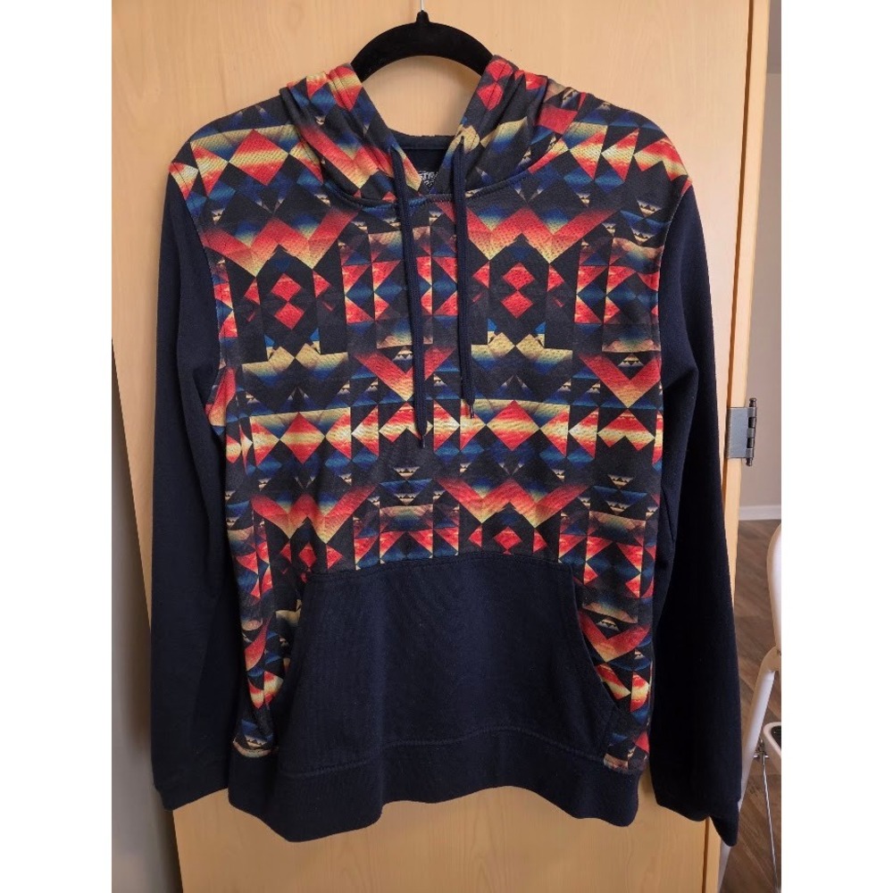 Brooklyn Cloth Mens Geometric Southwestern Print Hoodie Black Pullover Small